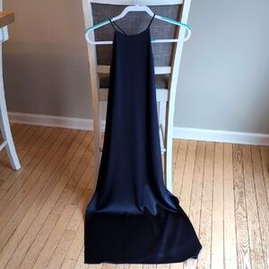 Halston Blue Silk Maxi Dress